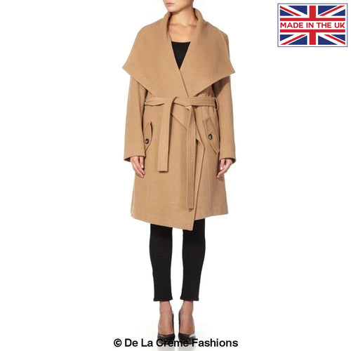 De La Creme Womens Wool Blend Large Lapel Duster Coat - Horizon Bliss