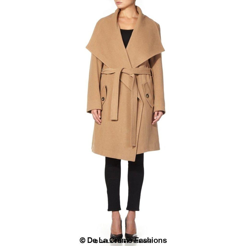 De La Creme Womens Wool Blend Large Lapel Duster Coat - Horizon Bliss