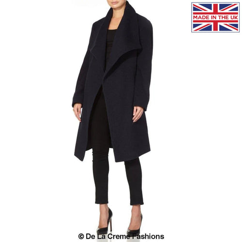 De La Creme Womens Wool Blend Large Lapel Duster Coat - Horizon Bliss