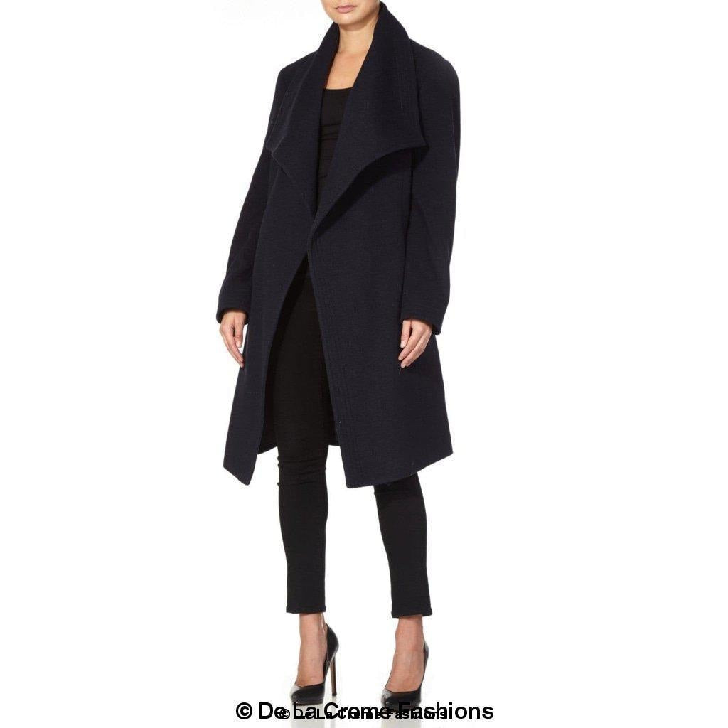 De La Creme Womens Wool Blend Large Lapel Duster Coat - Horizon Bliss