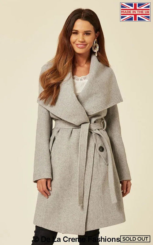 De La Creme Womens Wool Blend Large Lapel Duster Coat - Horizon Bliss