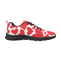 Sneakers For Men, Love Red Hearts - Canvas Mesh Athletic Running Shoes - Horizon Bliss