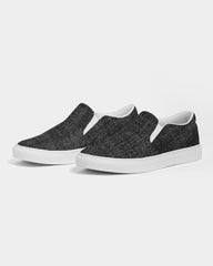 Womens Sneakers - Canvas Slip On Shoes, Black Faded Print - Horizon Bliss