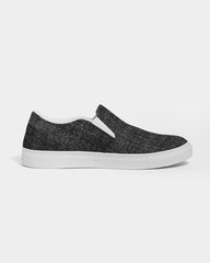 Womens Sneakers - Canvas Slip On Shoes, Black Faded Print - Horizon Bliss