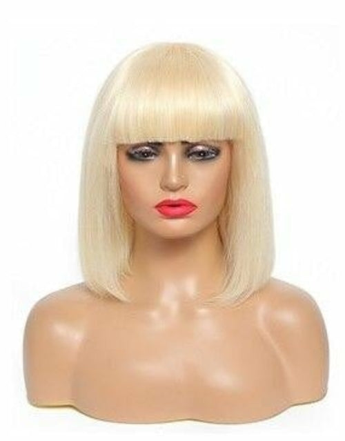 #613 Brazilian 99J Burgundy Short Bob Remy Straight Human Hair Wigs Wi - Horizon Bliss