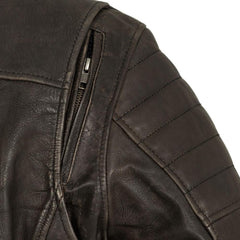 Commuter - Men's Motorcycle Leather Jacket (Brown) - Horizon Bliss