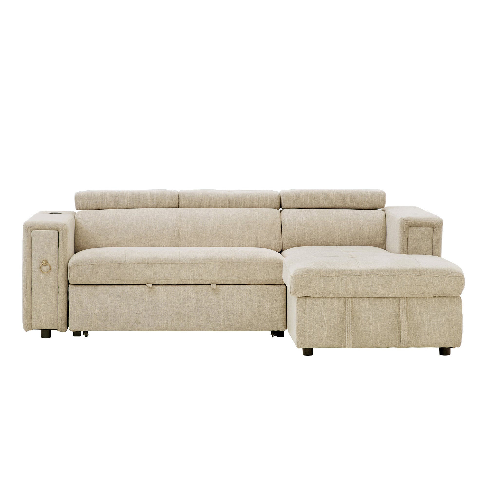 96" Multi-Functional Pull-Out Sofa Bed L-Shape Sectional Sofa with - Horizon Bliss