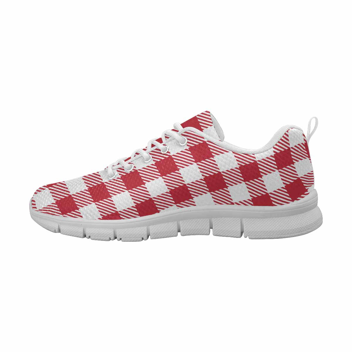 Sneakers For Men,   Buffalo Plaid Red And White - Running Shoes Dg863 - Horizon Bliss