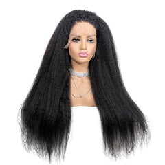 13x4 HD Transparent Lace Frontal Kinky Straight Human Hair Wigs 200% D - Horizon Bliss