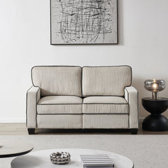 Living Room Sofa Loveseat with Storage Beige Corduroy - Horizon Bliss