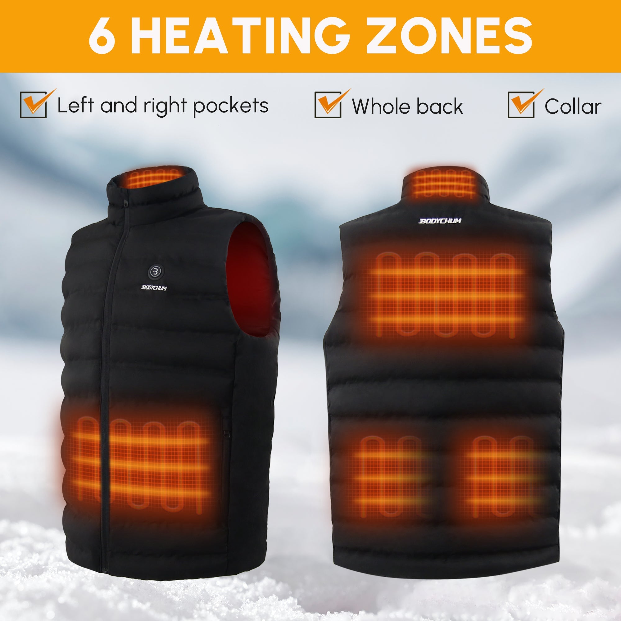 Aptoco Electric Heated Vest for Men Women with USB Charging Battery, 3