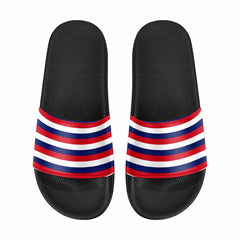 Mens Slide Sandals, Red White And Blue Stripe Slip On Shoes, S51465 - Horizon Bliss