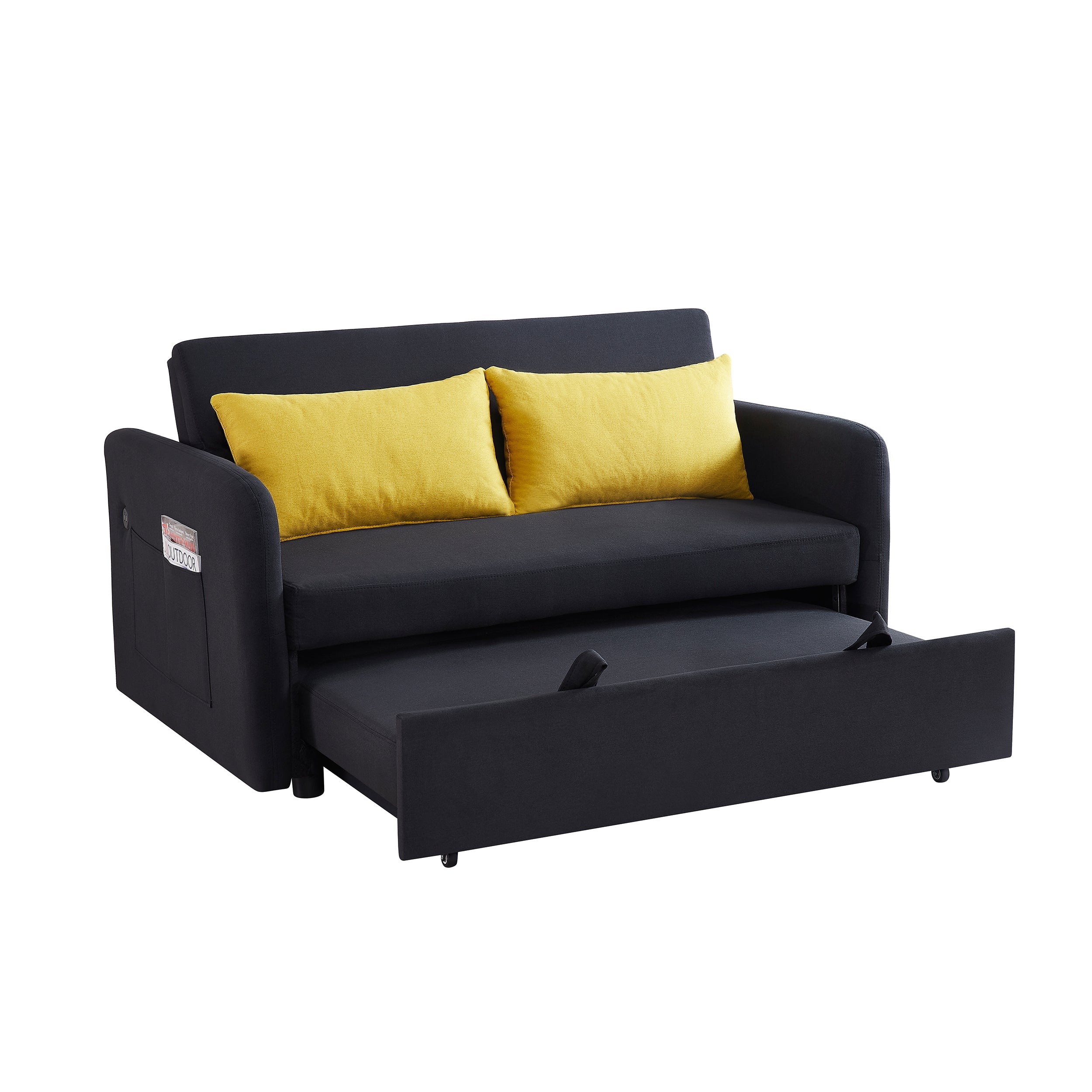 Twins Sofa Bed Black Fabric - Horizon Bliss