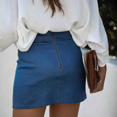 Casual Denim Split Skirt - Horizon Bliss