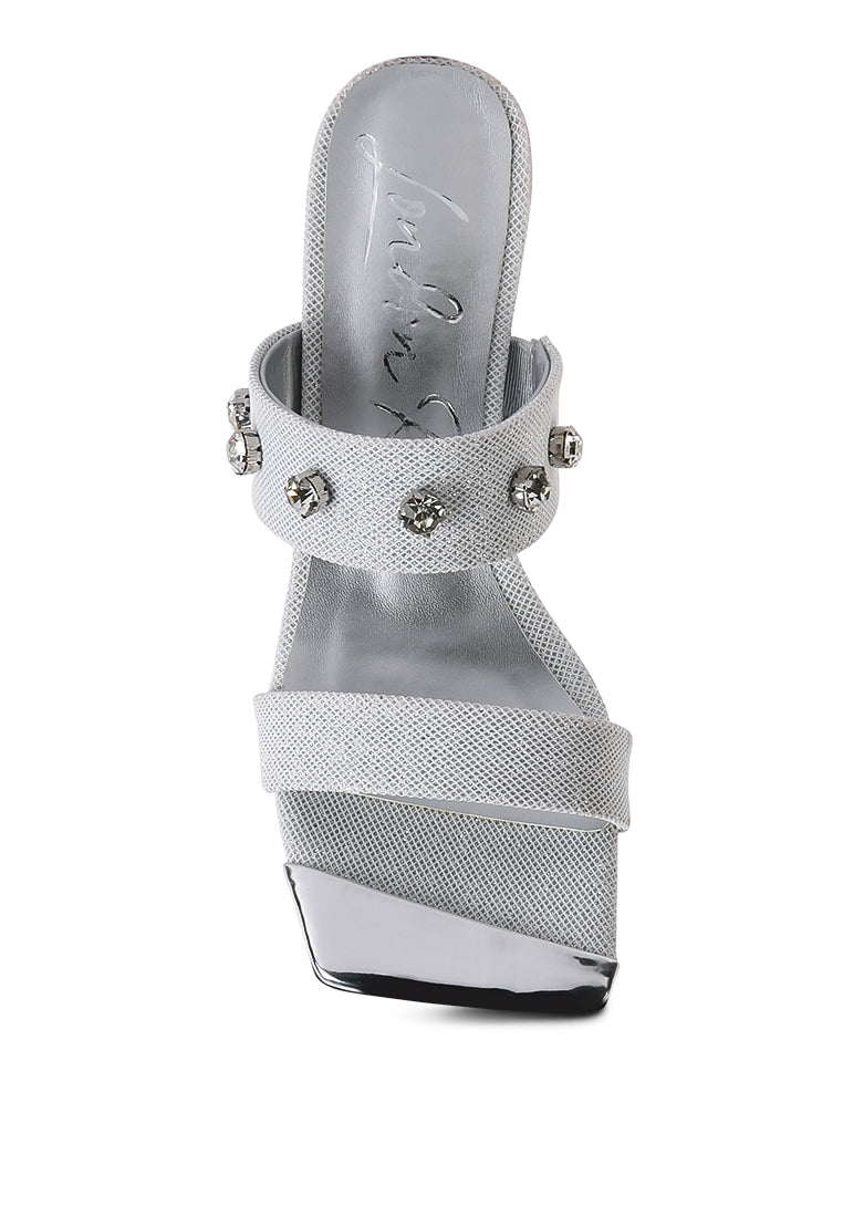 Edm Queen Diamante Embellished Glitter Sandals