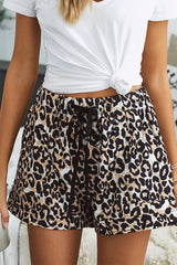 Leopard Print Drawstring Elastic Waist Pocketed Casual Shorts - Horizon Bliss