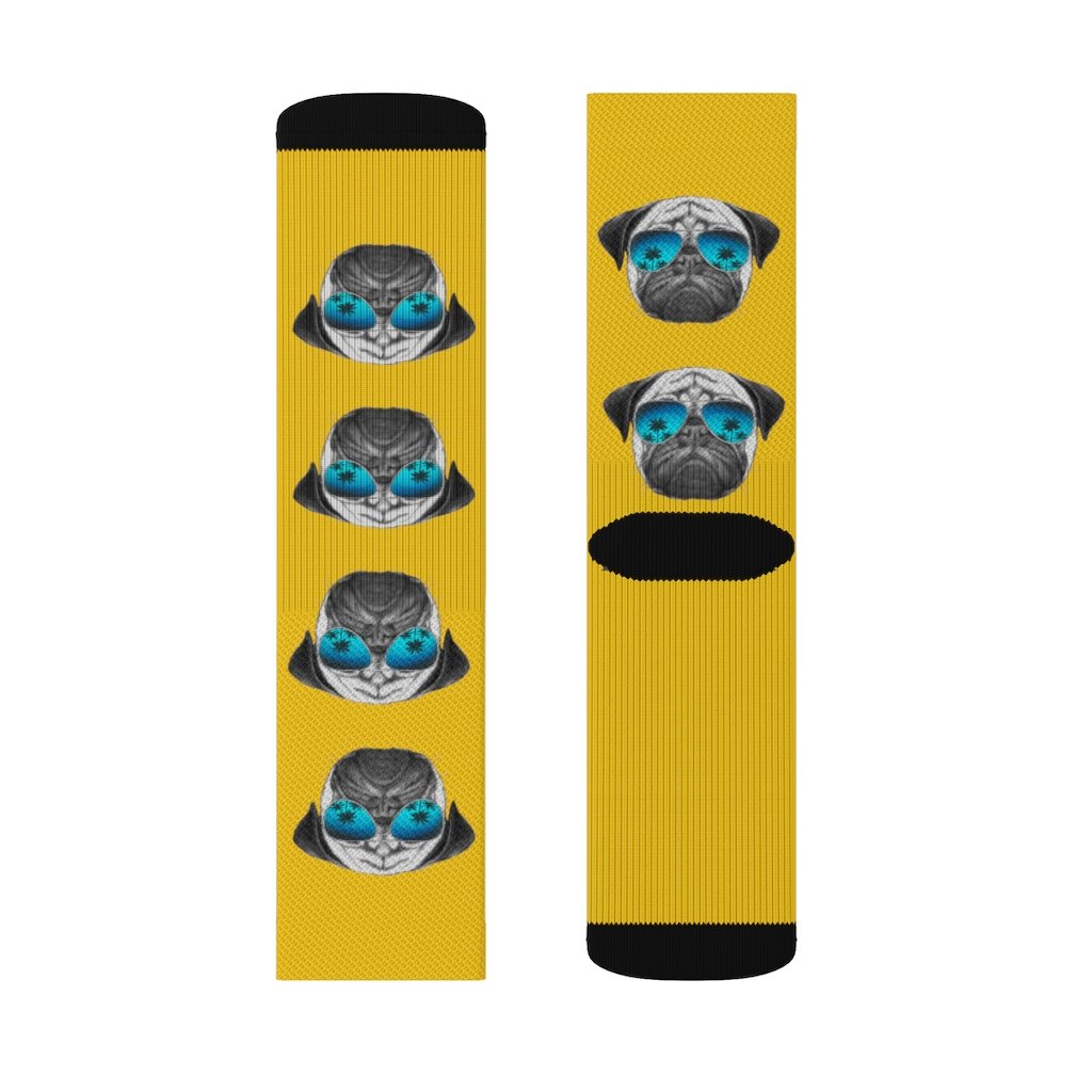 Pug in Sunglasses Fun Novelty Socks - Horizon Bliss