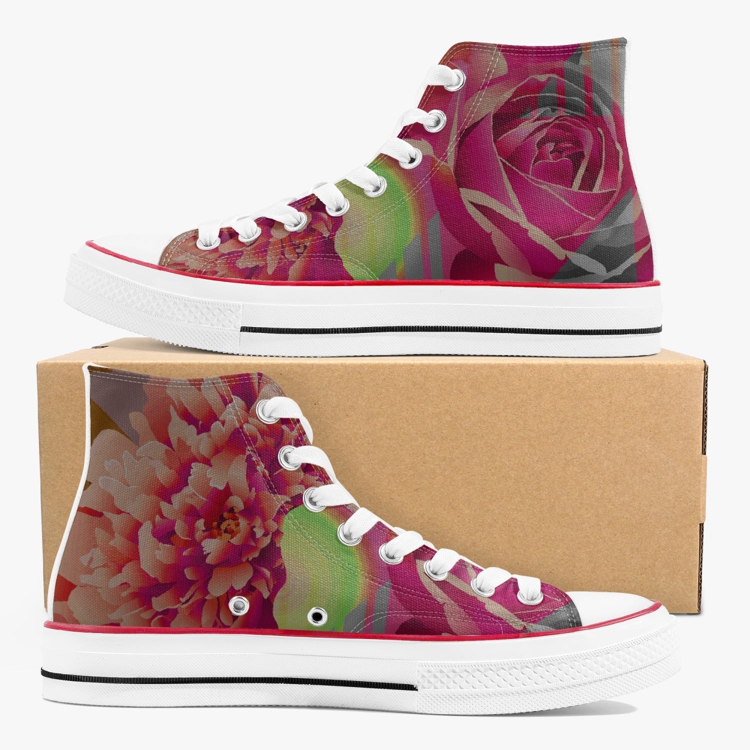 Jacki Easlick Couture Floral Neon High-Top Canvas Sneakers