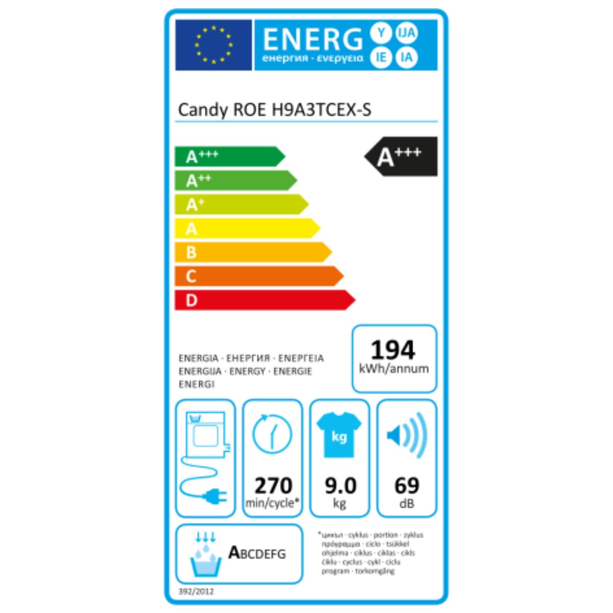 Condensation dryer Candy ROE H9A3TCEX-S - Horizon Bliss