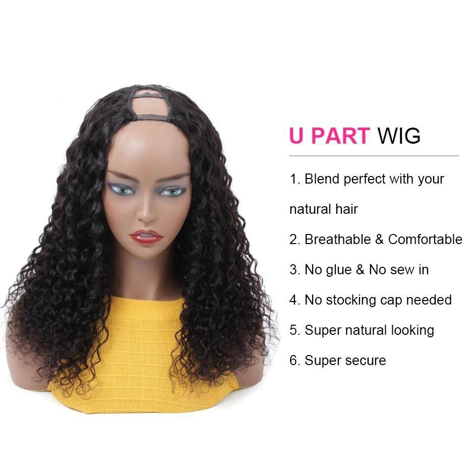 U Part Wig Deep Wave Human Hair Wigs For Black Women Brazilian Remy Ha - Horizon Bliss