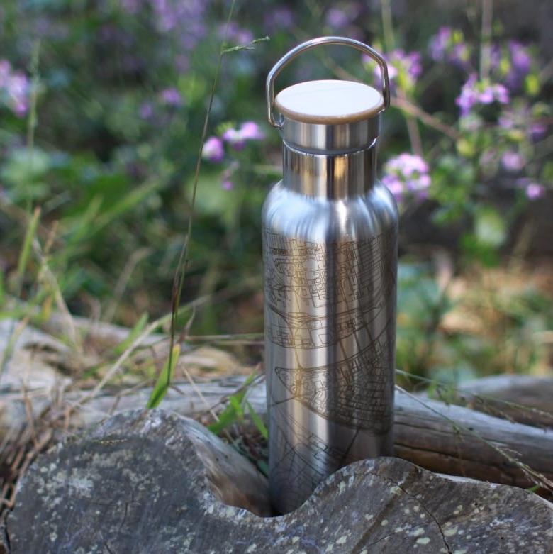 Evanston - Illinois Map Bottle with Bamboo Top