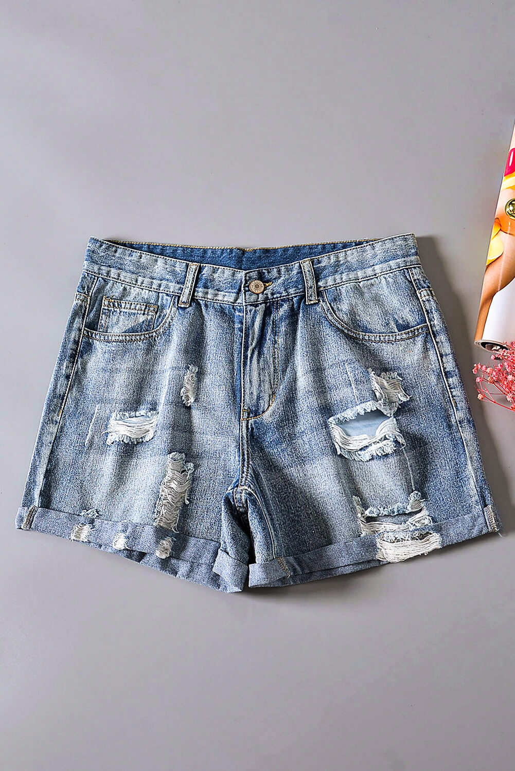 Women Bleu Vintage Faded and Distressed Jean Shorts - Horizon Bliss