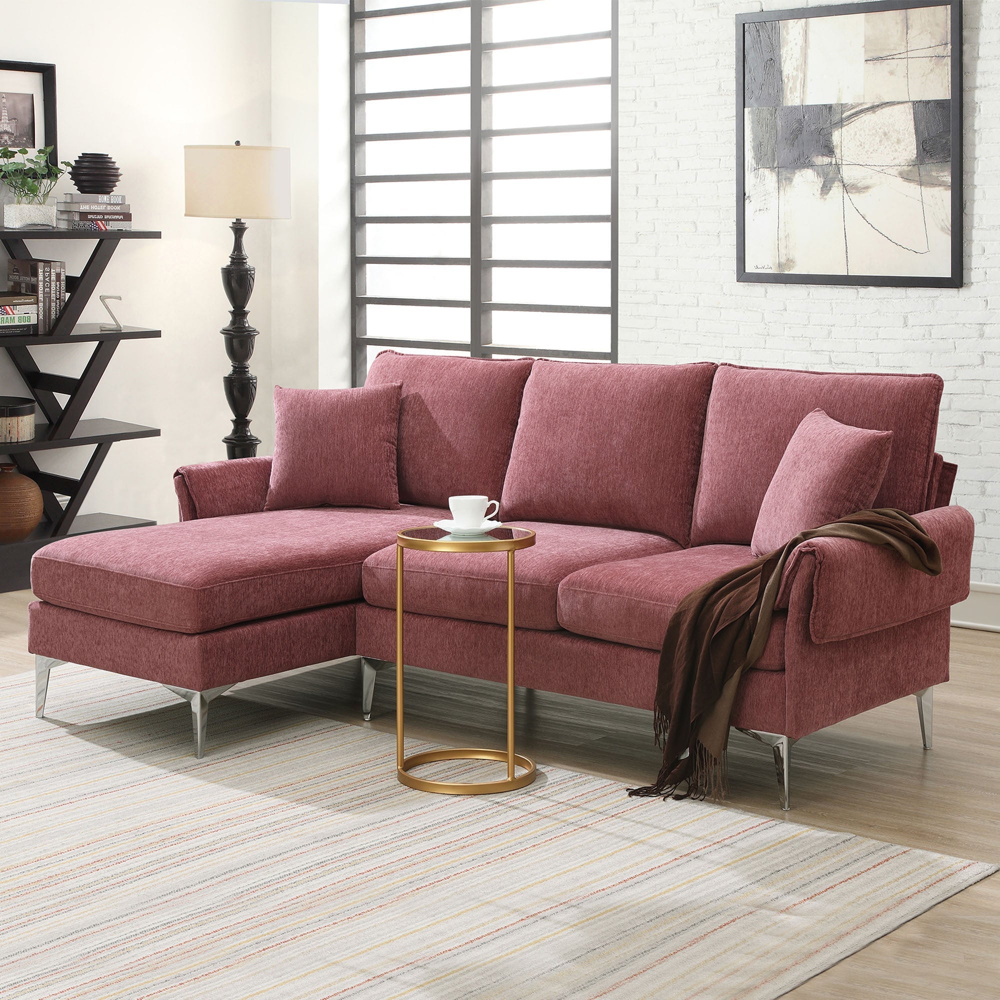 84 " Convertible Sectional Sofa, Modern Chenille L-Shaped Sofa Couch - Horizon Bliss