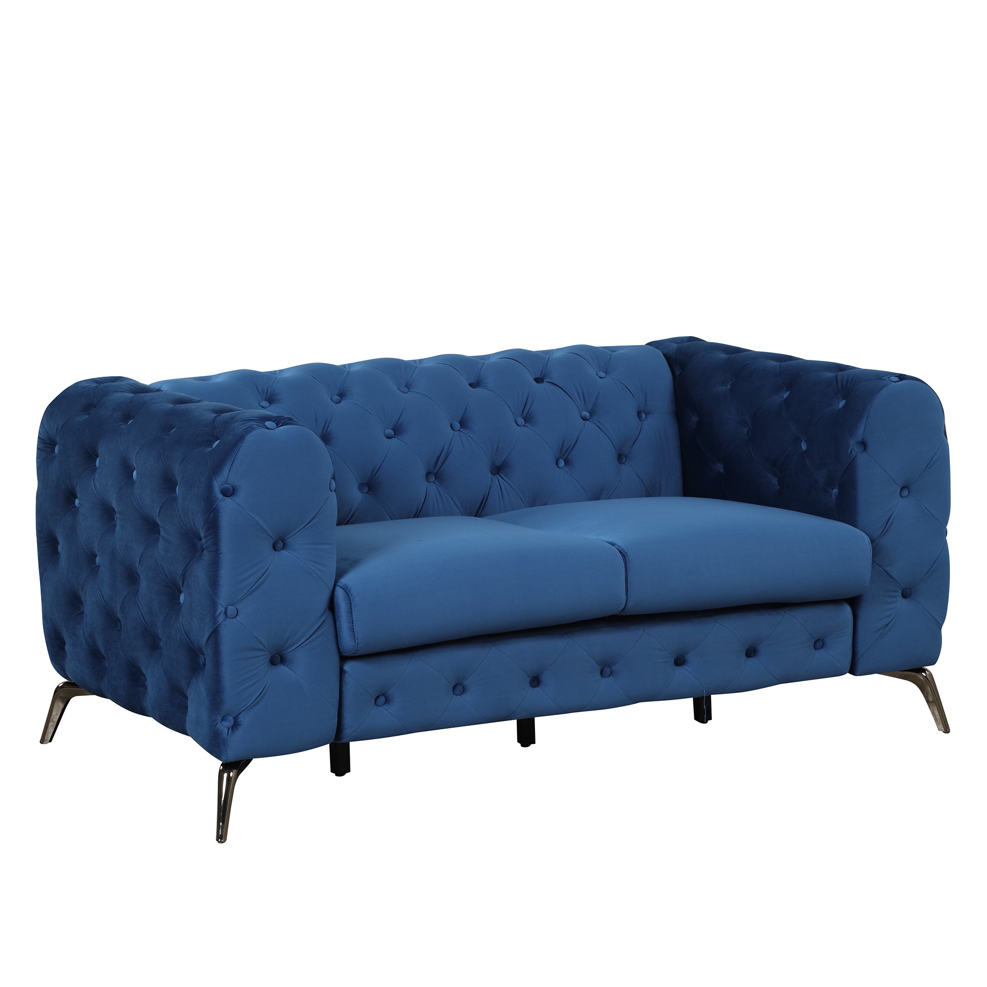 63" Velvet Upholstered Loveseat Sofa,Modern Loveseat Sofa with Button - Horizon Bliss