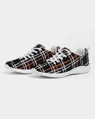 Womens Sneakers - Canvas Running Shoes, Black Plaid Print - Horizon Bliss