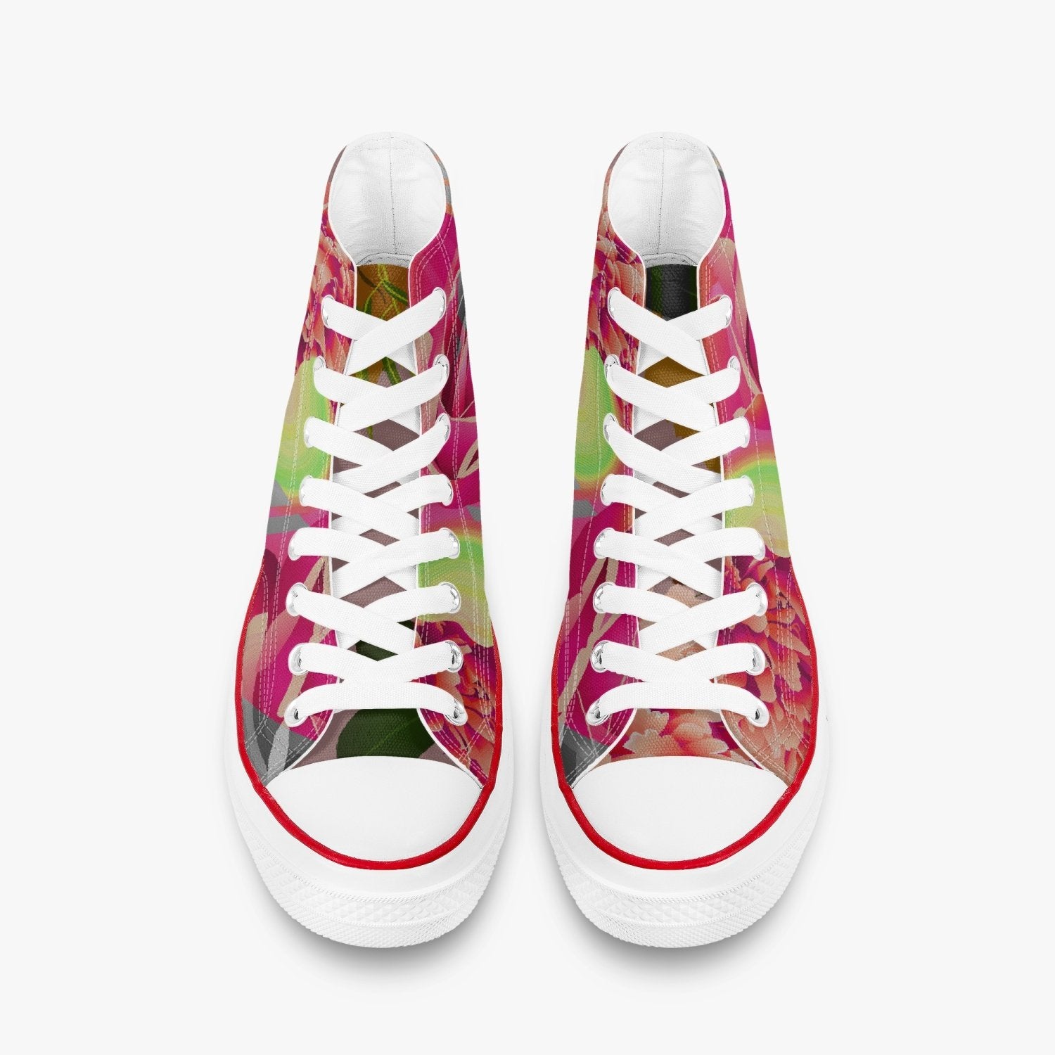 Jacki Easlick Couture Floral Neon High-Top Canvas Sneakers