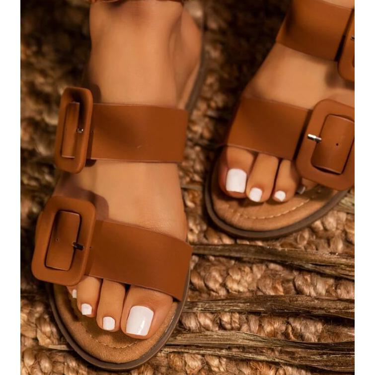 Fashion Chic Buckle White Female Sandals - Horizon Bliss