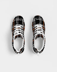 Womens Sneakers - Canvas Running Shoes, Black Plaid Print - Horizon Bliss