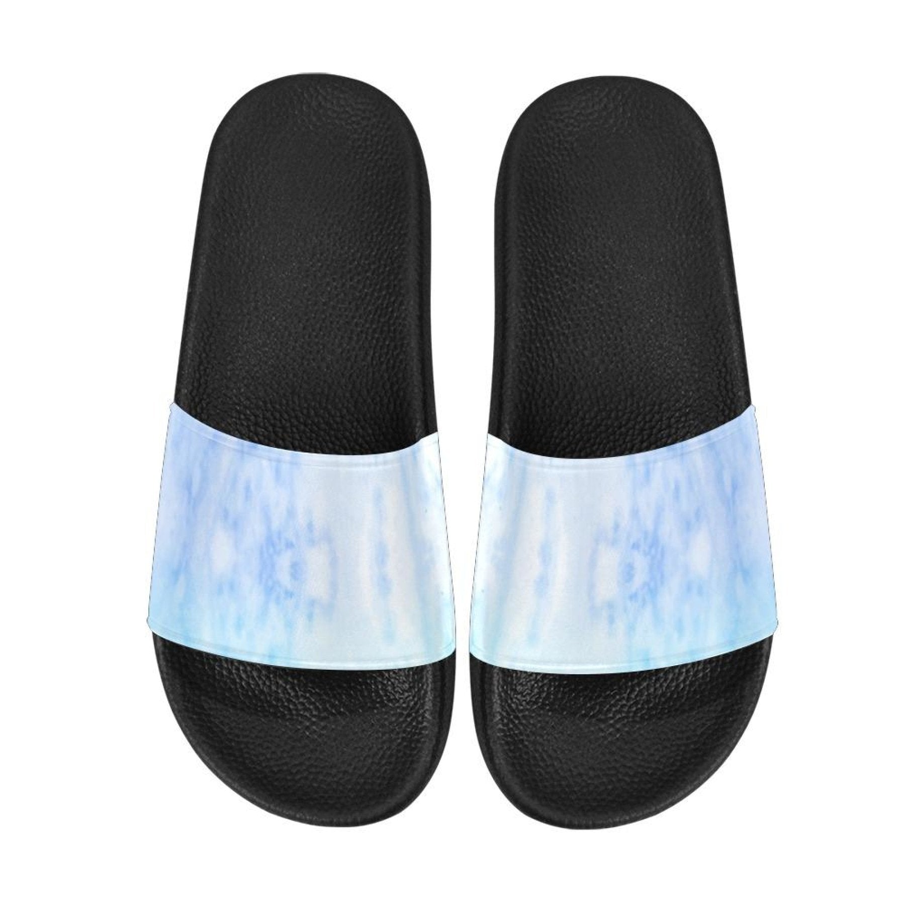 Womens Slides, Flip Flop Sandals, Blue Watercolor Print - Horizon Bliss