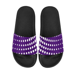 Womens Slides, Flip Flop Sandals, Purple And White Dotted Print - Horizon Bliss