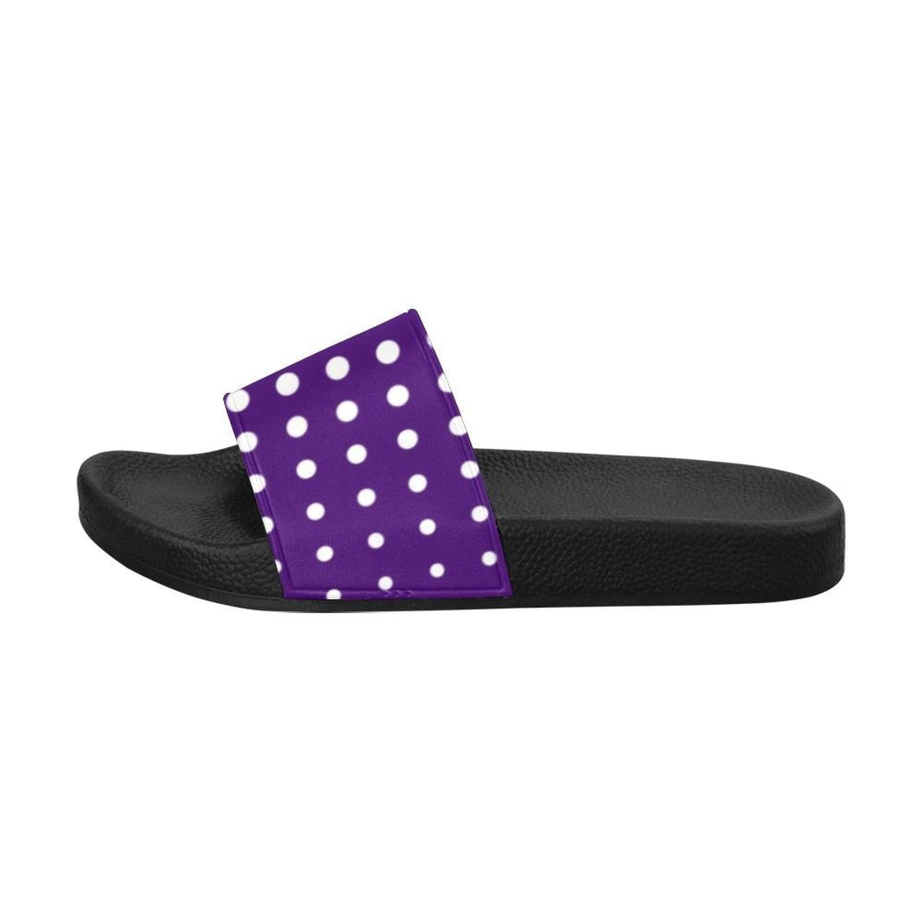 Womens Slides, Flip Flop Sandals, Purple And White Dotted Print - Horizon Bliss