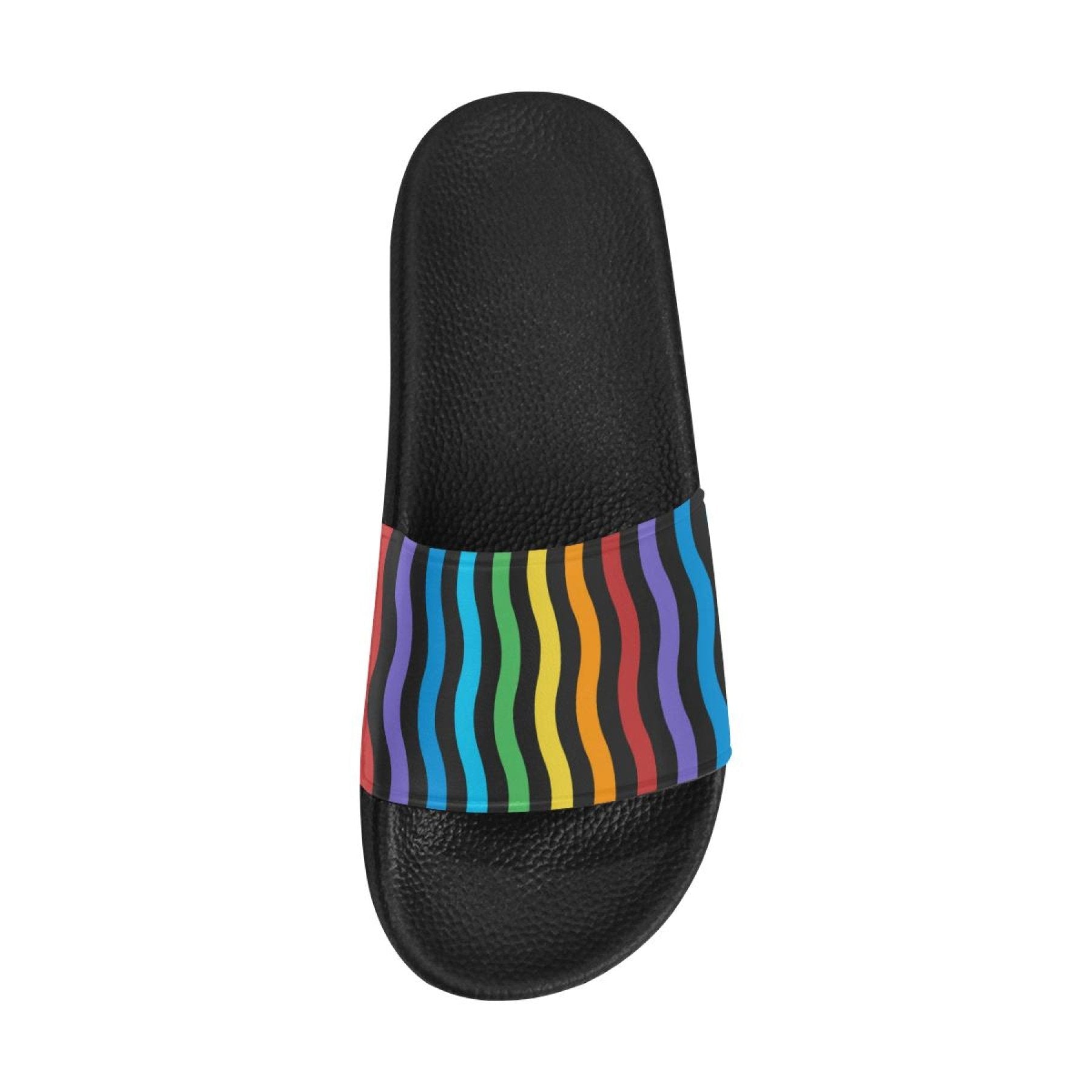 Womens Slides, Flip Flop Sandals, Rainbow Stripe Print - Horizon Bliss