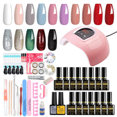 36W 18LED Nail Lamp Gel Nail Polish Starter Kit Manicure 15 Colors - Horizon Bliss