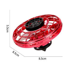 Zummy Flying Mini UFO Toy for Kids with RGB Lights, Red