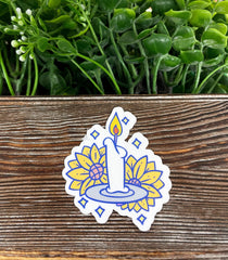 Cute Candle and Sunflowers, Die Cut Sticker, Graphic Art Sticker,