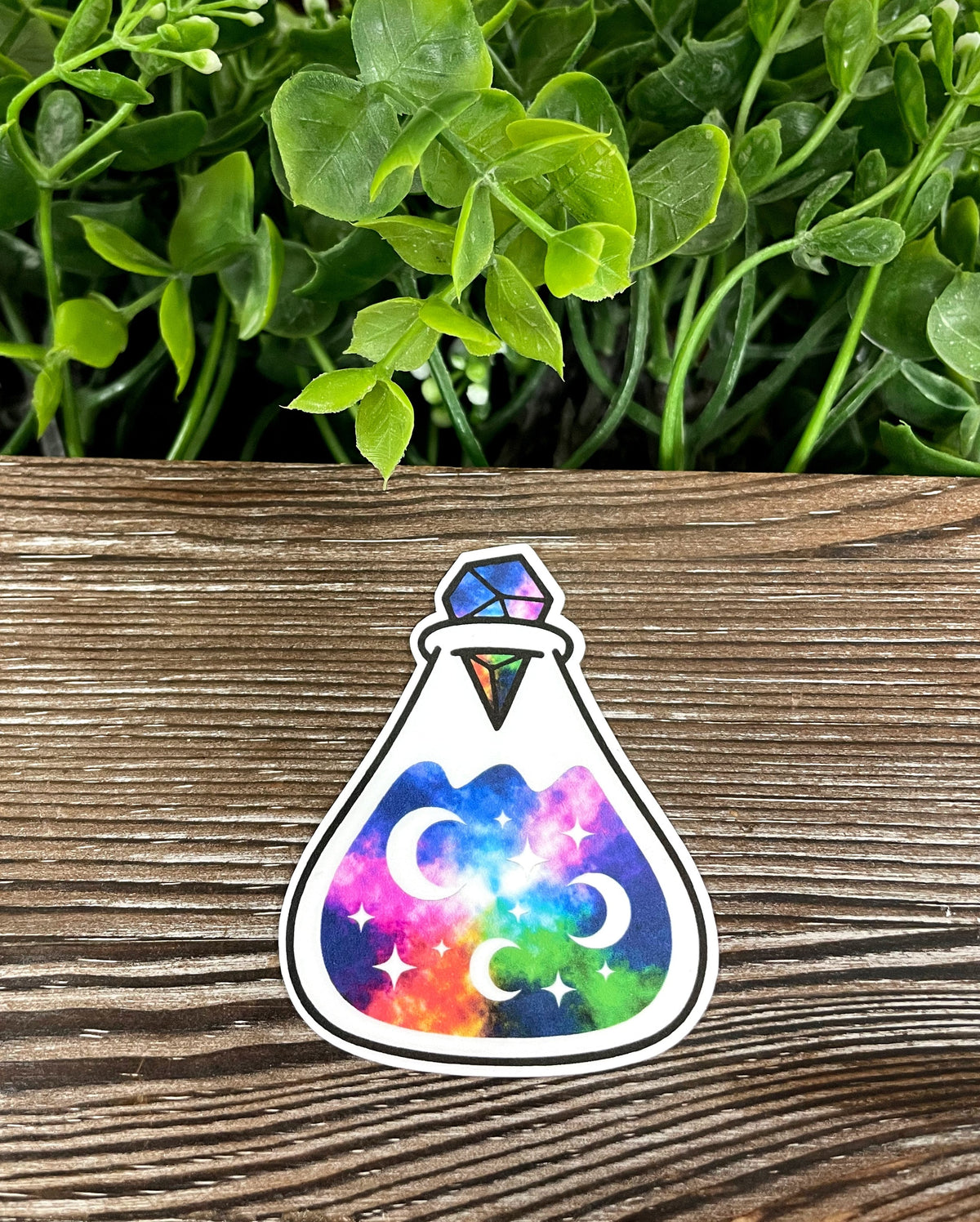 Cosmic Space Potion Bottle, Die Cut Vinyl Sticker, Boho Fun, Water