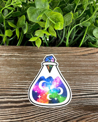 Cosmic Space Potion Bottle, Die Cut Vinyl Sticker, Boho Fun, Water