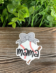 Baseball Mama Sticker, Ball and Bat |Sticker or Magnet