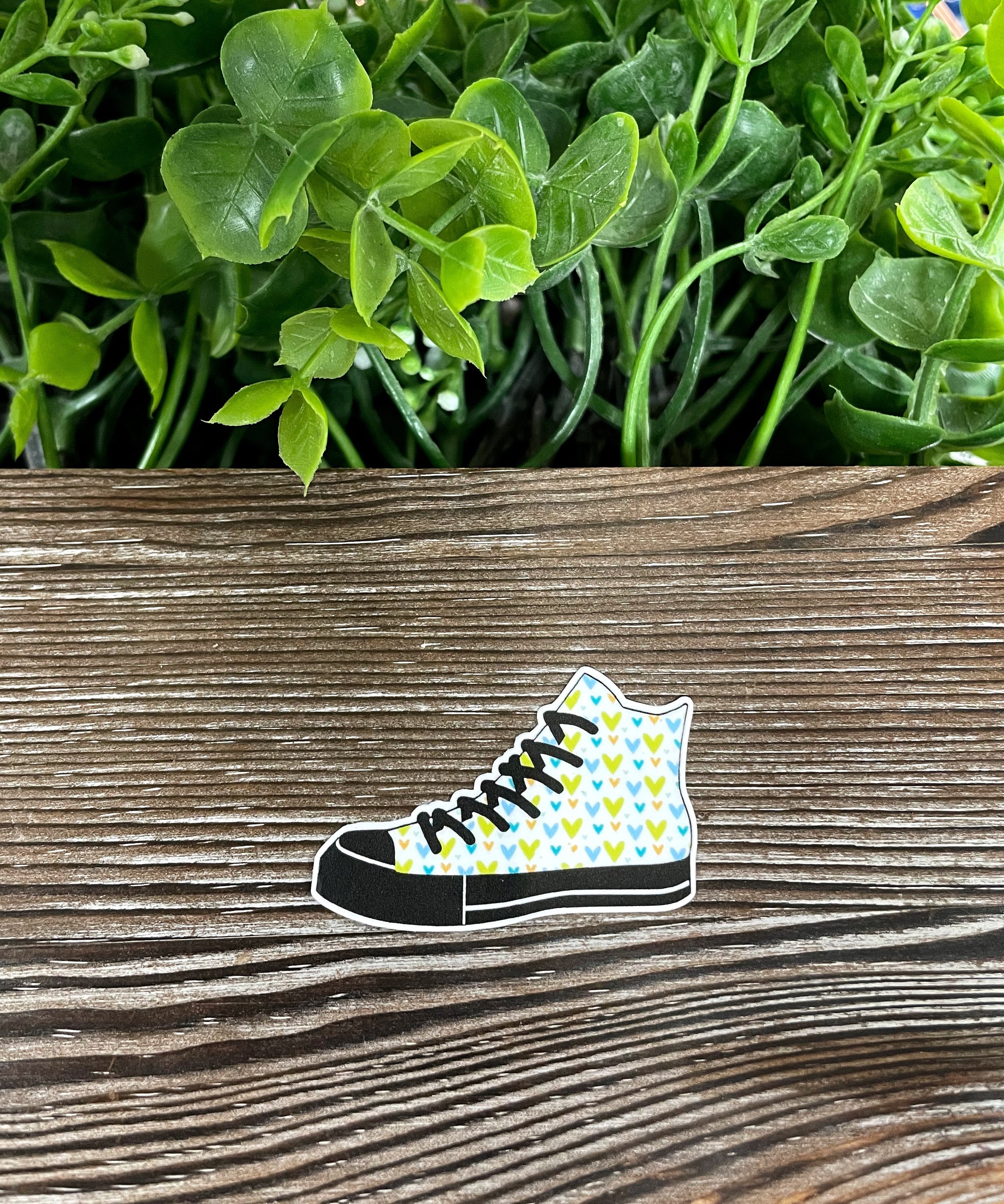 Blue Green Hearts High Top Shoes Sticker |Sticker or Magnet