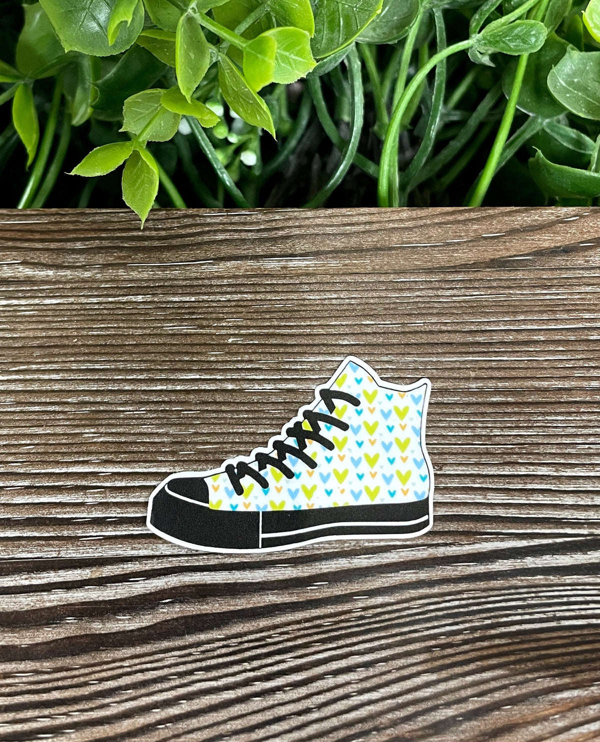 Blue Green Hearts High Top Shoes Sticker |Sticker or Magnet