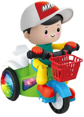 ABS Plastic Bump-N-Go Stunt Tricycle Toy Boy with 3D Lights for Kids