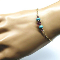 Gold Filled Pink Turquoise Gemstone Bracelet - Horizon Bliss