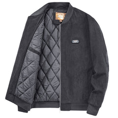 Mens Round Collar Winter Zipped Up Elbow Patch Jacket - Horizon Bliss