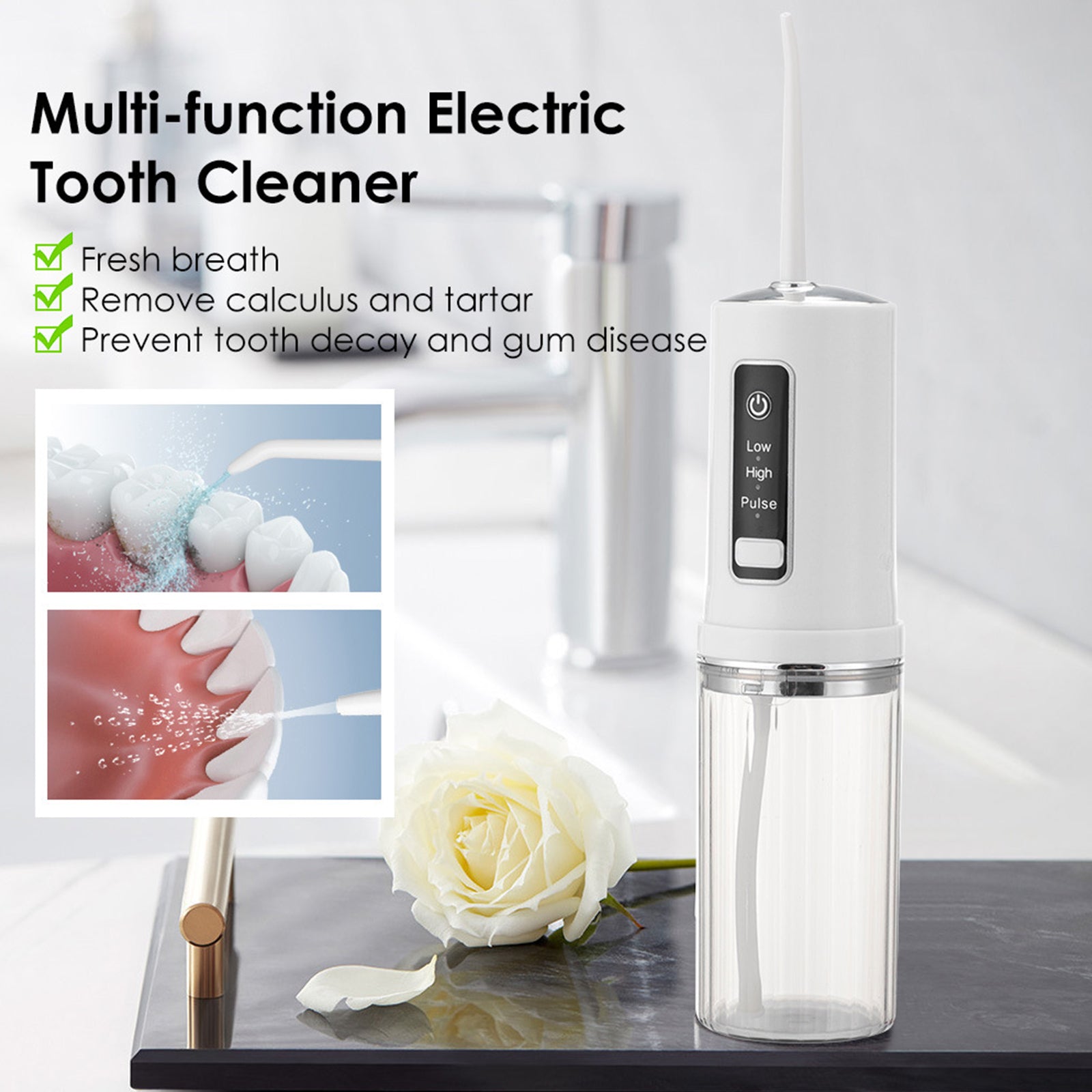 230ML Tank Cordless Water Flosser Dental Teeth Cleaner, Rechargeable