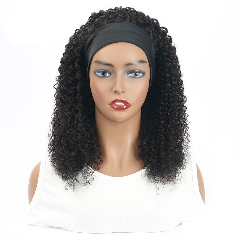 Headband Wig Kinky Curly Human Hair Scarf Wig No GLUE Easy Wear - Horizon Bliss