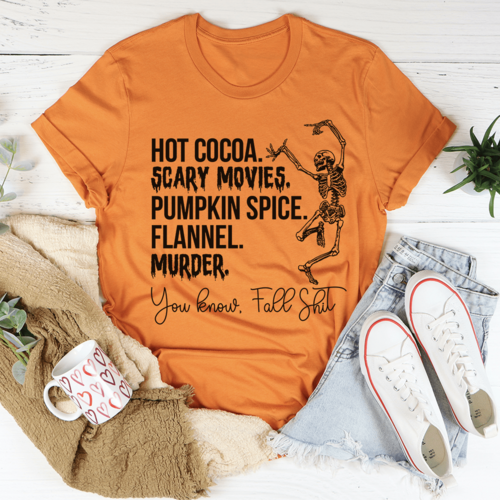 Hot Cocoa Scary Movies Pumpkin Spice Murder Tee